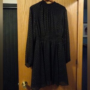 Womens Torrid Dress Mini Clip Dot Blouson Sleeve  Sz 1, 1X 14-16 Pockets Lined